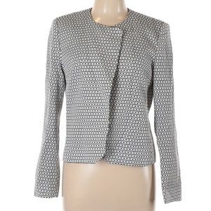 Louben Printed White Black Blazer Jacket